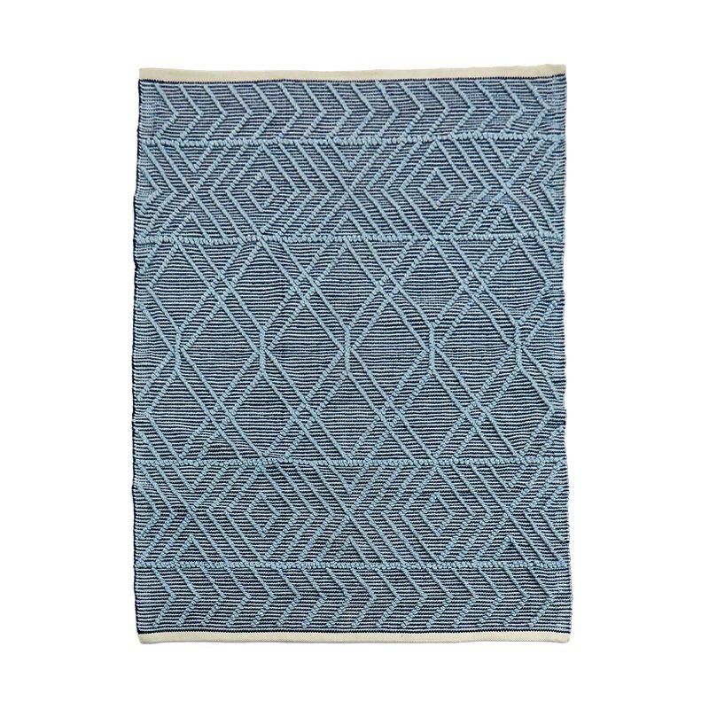 Braided Navy Blue Geometric 4' x 6' Handmade Synthetic Rug