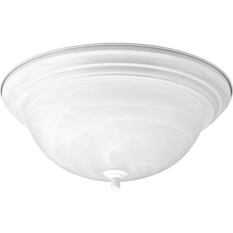 Progress Lighting Melon 3-Light Flush Mount, White Ceramic, Alabaster Glass, Brushed Nickel Finish