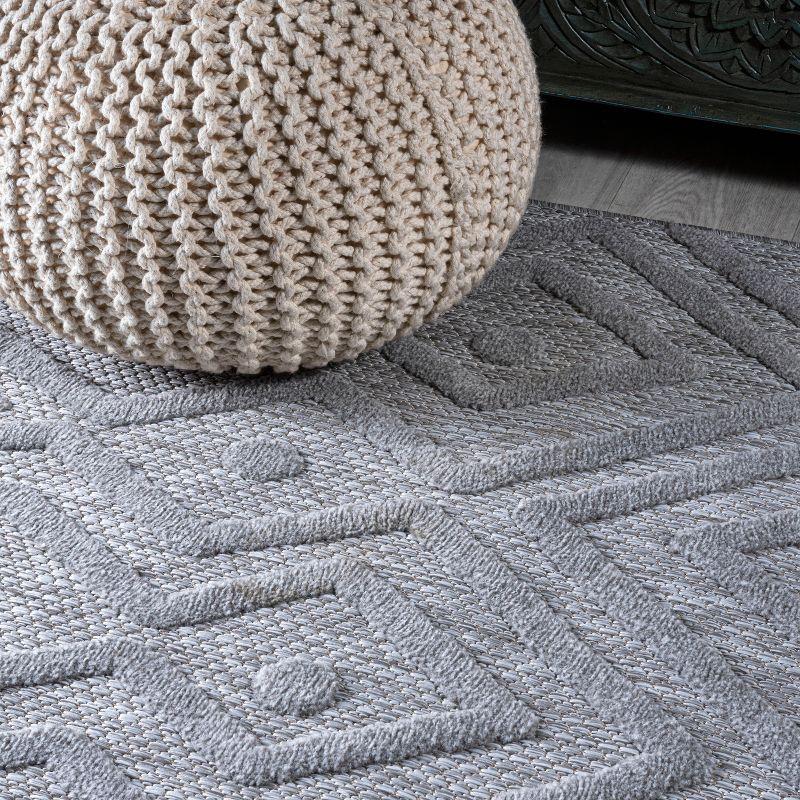 5'x8' Balansat Moroccan Diamond Indoor/Outdoor Area Rug, Light Gray - JONATHAN Y