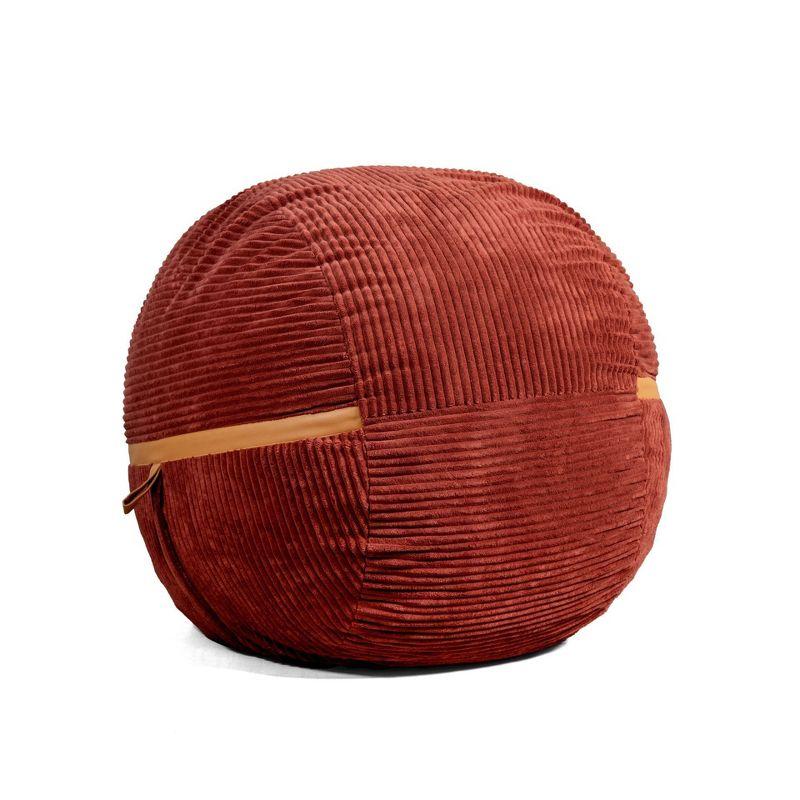 Big Joe Foam Filled Bean Bag Chair with Removable Cover, Corded Plush, Vegan Leather Accents, Medium to XXL Size