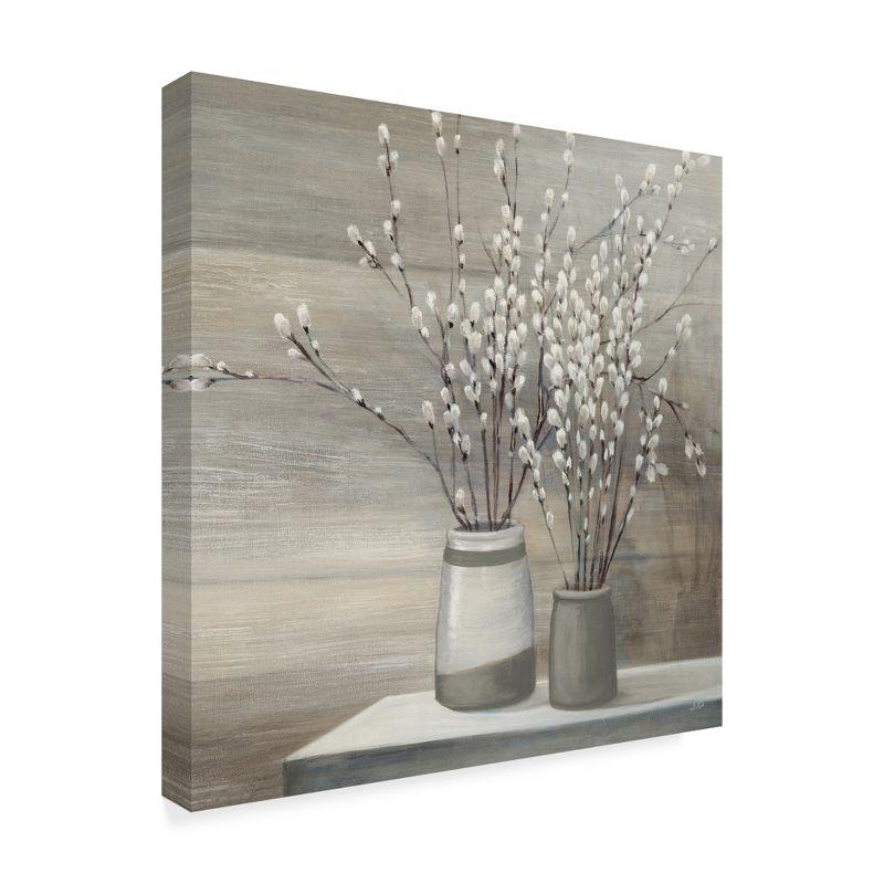 Trademark Fine Art " Pussy Willow Still Life Gray Pots Crop "