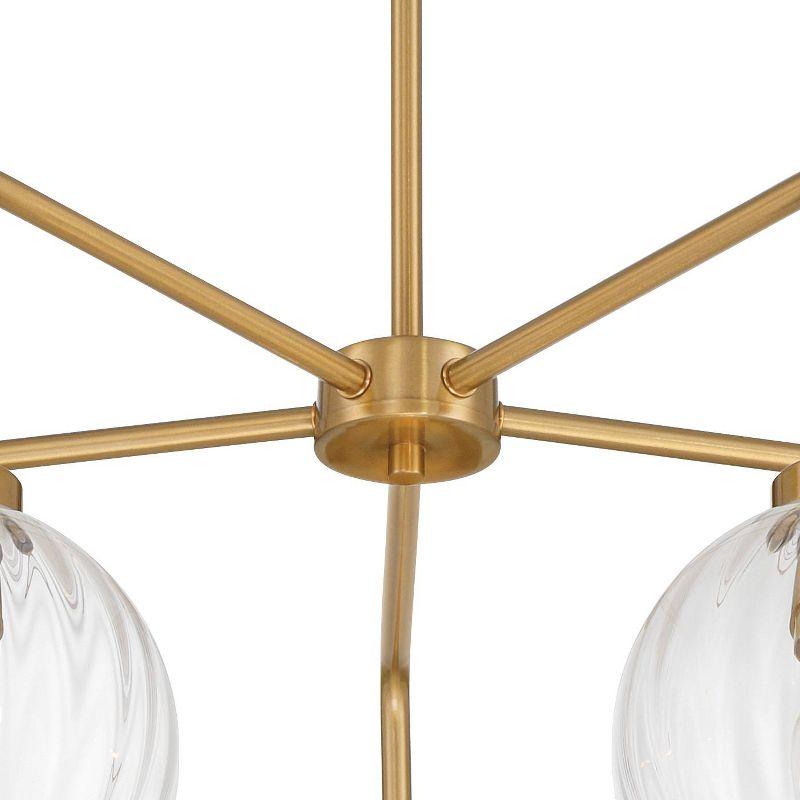 Possini Euro Design Mandy 30" Modern Pendant Chandelier Ceiling Light Fixture Dining Room Over Table Hanging 5-Light Clear Plated Gold Finish