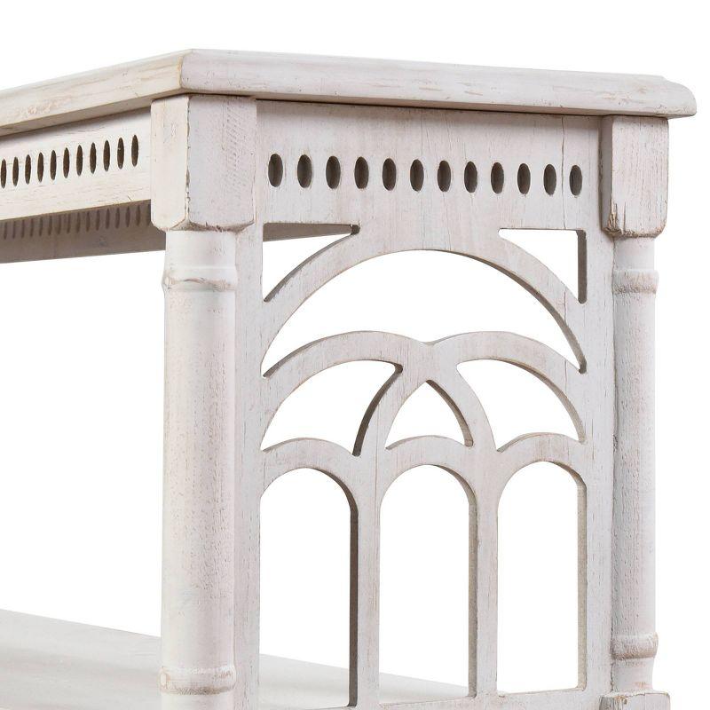 3 Tier Console Table Distressed White - StyleCraft: Entryway Table, Fir Wood Top, MDF Frame