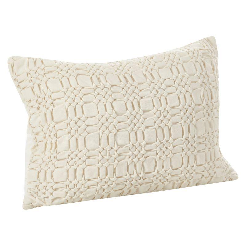 Brisbane Smocked Design Throw Pillow Natural - Saro Lifestyle