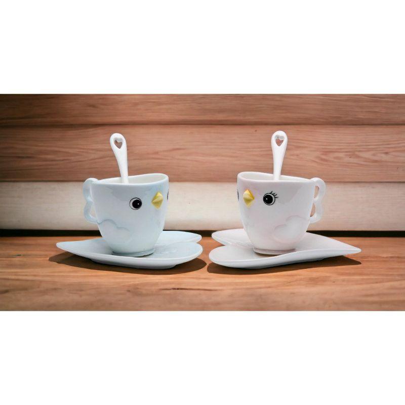 Kevins Gift Shoppe Ceramic Bird Cup and Saucer and Spoon-2 Sets