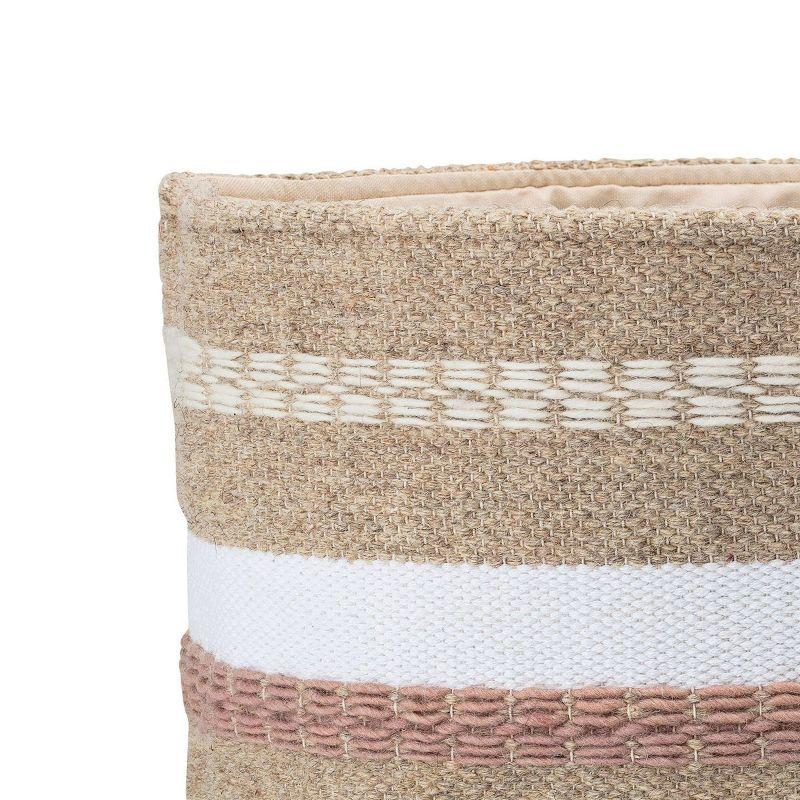 Cozy Striped Wool & Cotton Round Storage Basket