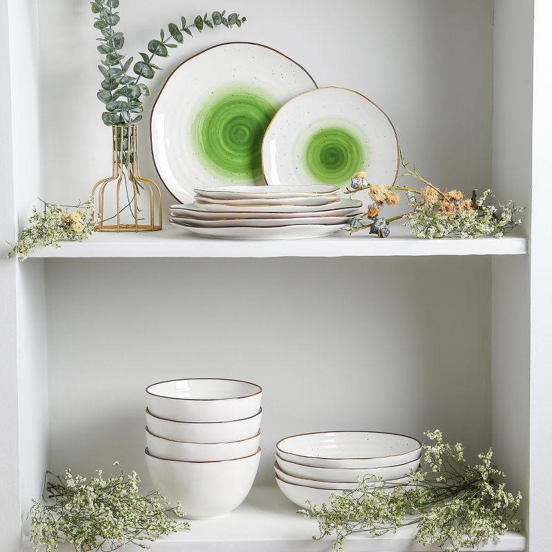 Christian Siriano Luma 32-Piece Dinnerware Set Porcelain, Service for 8, Green