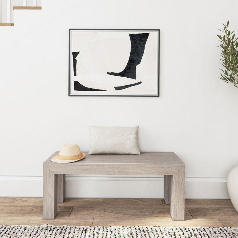 Plank+Beam Modern Dining Bench, Solid Wood Bench for Dining Table, 49", Seashell Wirebrush