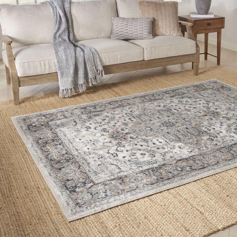 Nourison Concerto Center Medallion Indoor Rug Ivory/Grey 6' x 9'