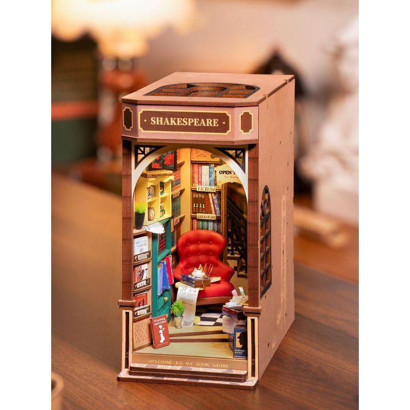 Hands Craft DIY Miniature House Kit Bookstore: Art & Craft Activity, Wood & Paper, Ages 14+, Requires 2 AAA Batteries