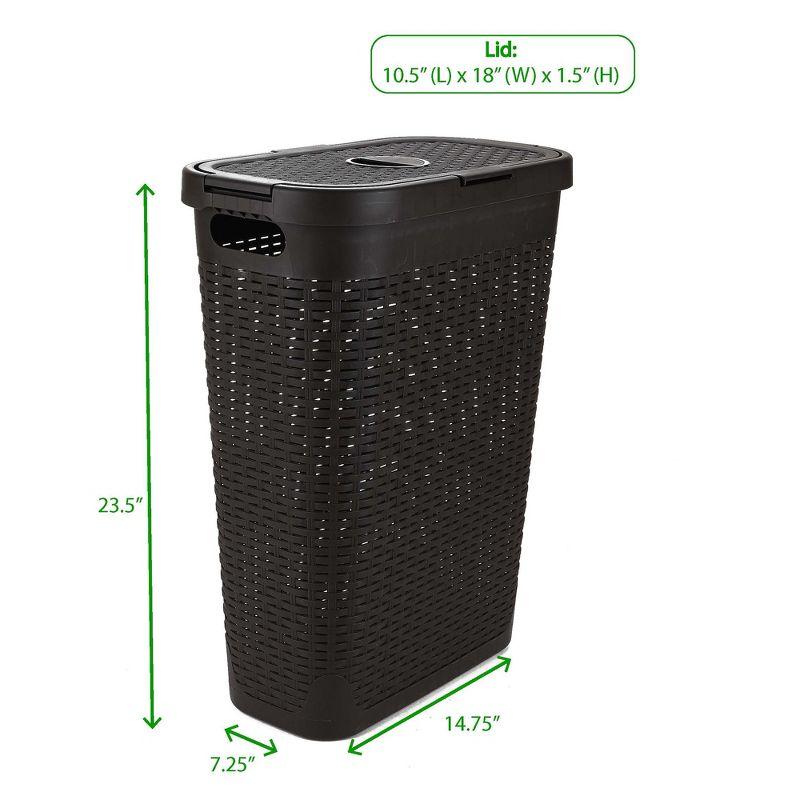 Mind Reader 40L Slim Laundry Hamper, Clothes Basket, Lid, Wicker Design, Plastic & Reviews | Wayfair