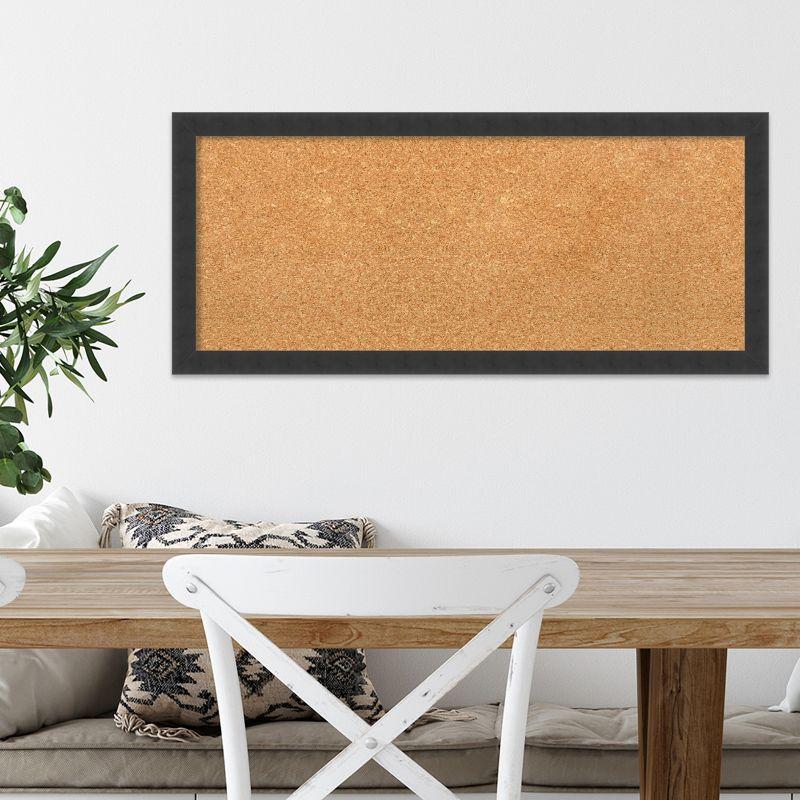 Amanti Art Natural Cork Board Wood Framed Mezzanotte Black Bulletin Board 32 in. x 14 in.