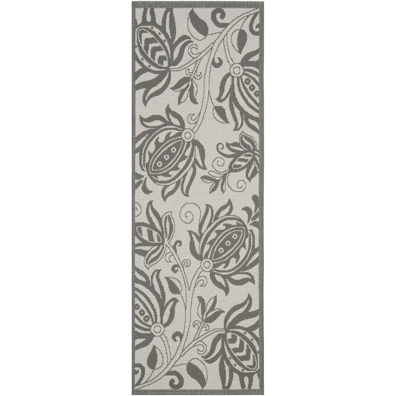 Courtyard CY6109 Power Loomed Indoor/Outdoor Runner Rug - Light Grey/Anthracite - 2'3"x10' - Safavieh.