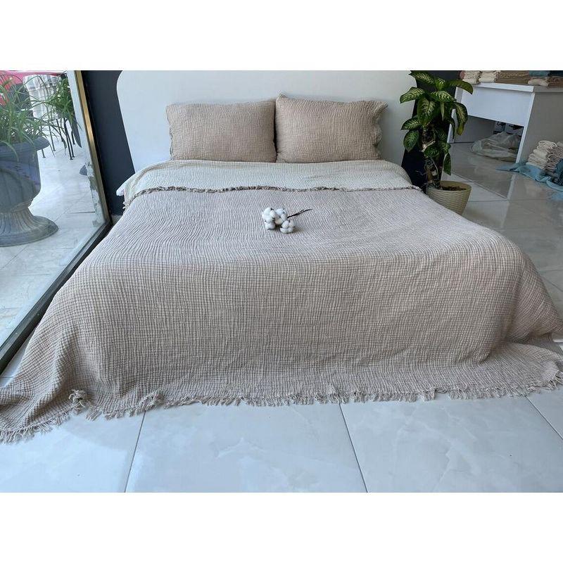 Sussexhome Muslin Blanket 4 Layers, Soft Bedspread, 100% Cotton Muslin Bed Cover, Reversible Coverlet, Mink, 63x90 inches Twin Size