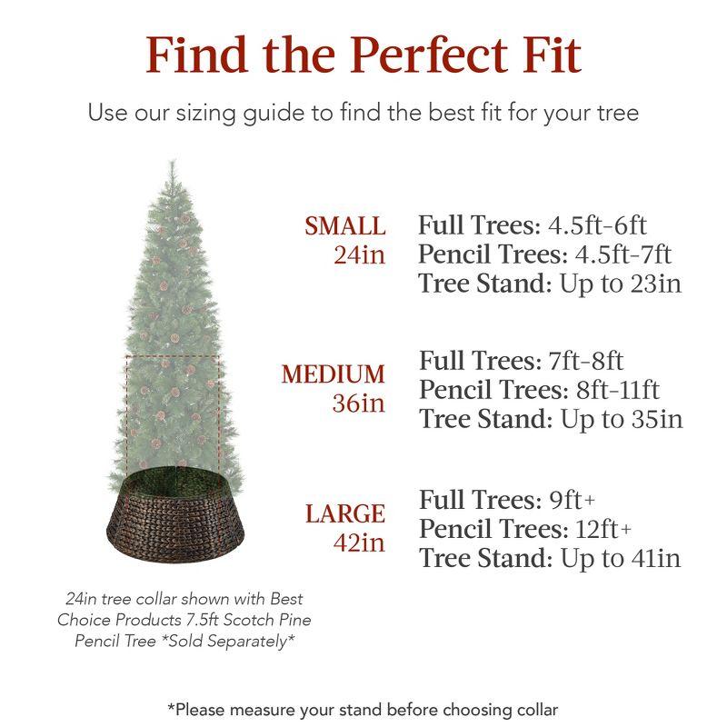 Best Choice Products 24in Woven Hyacinth Christmas Tree Collar, Tree Skirt Accessory w/ Cord Cut-Out