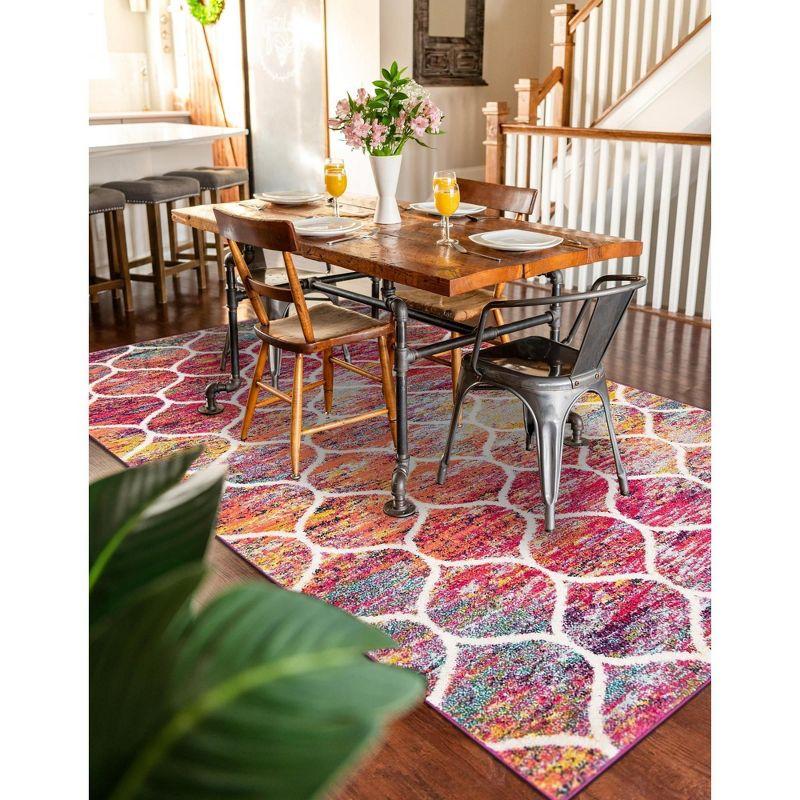 Trellis Dream Multicolor Rectangular Synthetic Area Rug