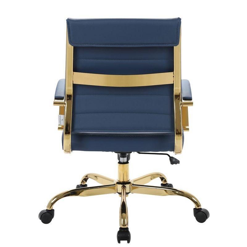 Everly Quinn Naudain Leather Office Chair – Modern Executive Swivel Task Chair with Wheels, Adjustable Height & Padded Arms for Desk or Conference Room