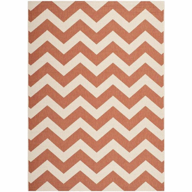 Courtyard CY6244 Power Loomed Indoor and Outdoor Area Rug - Terracotta/Beige - 5'3"x7'7" - Safavieh