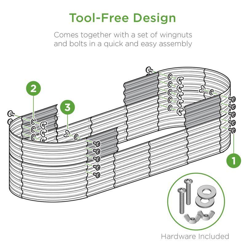 Best Choice Products 4x2x2ft Outdoor Raised Metal Oval Garden Bed, Planter Box for Vegetables, Flowers - Sage Green