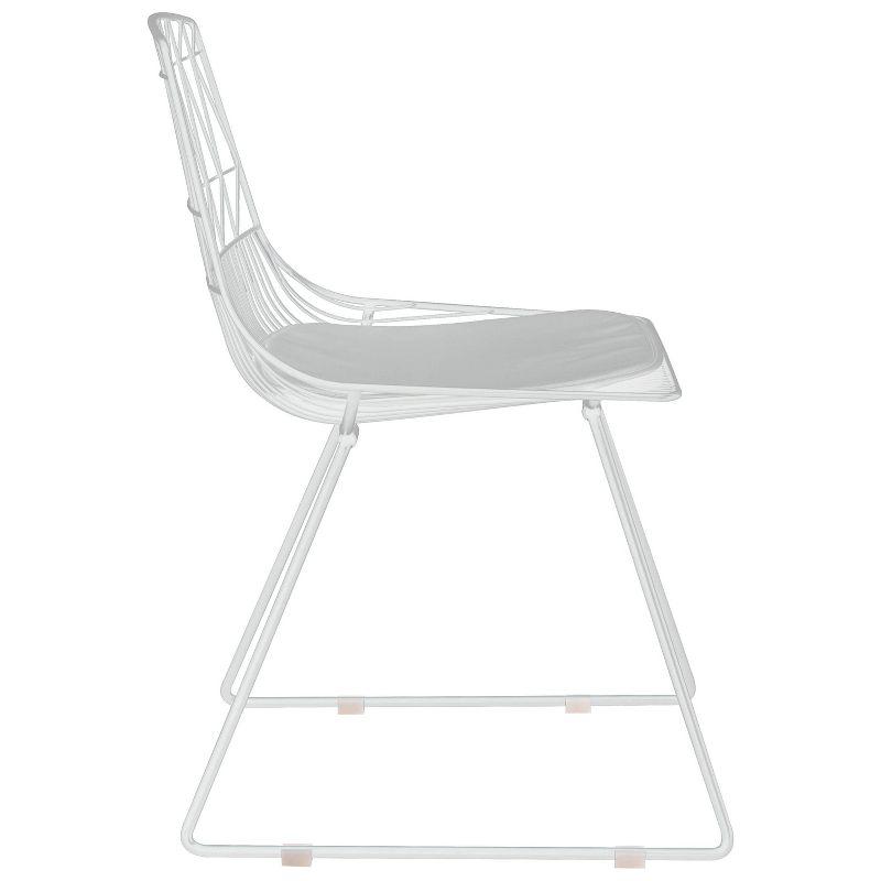 Chic French White Faux Leather Upholstered Side Chair with Slat Design