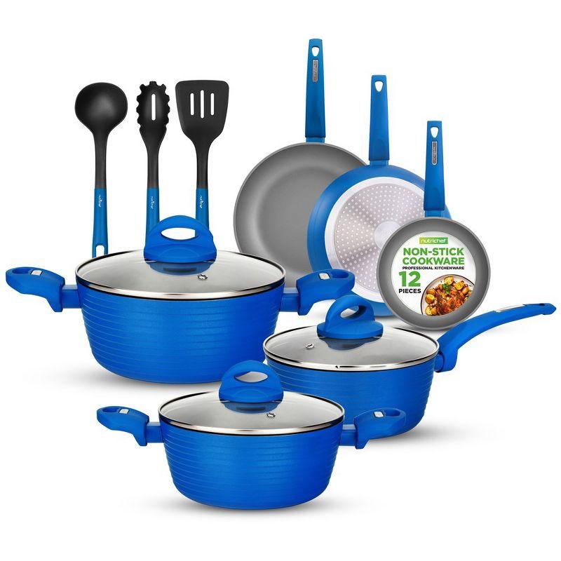 NutriChef 12 - Piece Non-Stick Aluminum Cookware Set