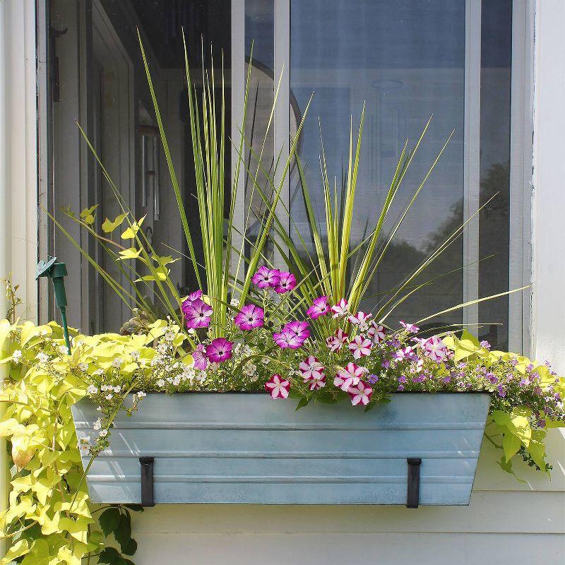 ACHLA Designs Galvanized With Wall Brackets Rectangular Steel Planter Boxes