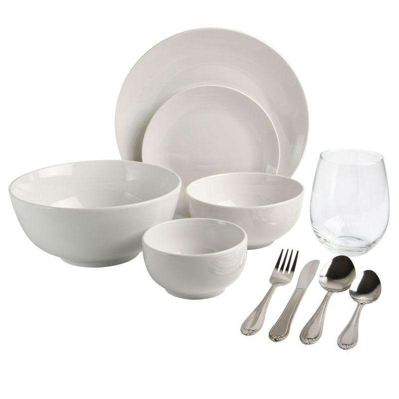Gibson Home Gibson Home All U Need 60 Piece Plates Bowls Glassware Forks Spoons and Knives Dinnerware Set for 6