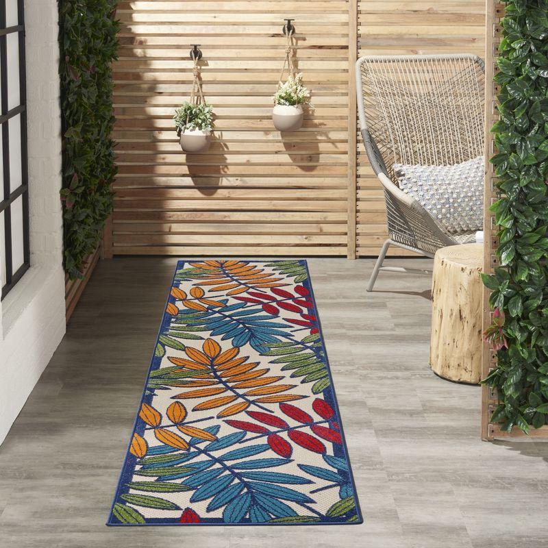 Nourison Aloha Floral Leaf Flatweave High-Low Indoor Outdoor Runner Rug Multicolor 2'3" x 10'