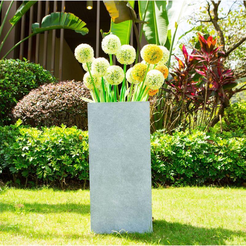 Rosemead Home & Garden, Inc. 9" Wide Rectangular Kante Lightweight Modern Tall Outdoor Decorative Planter Slate Gray