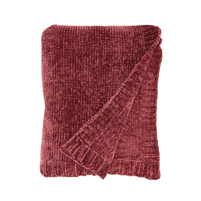 Burgundy Chenille Knit Throw Blanket 50" x 60"