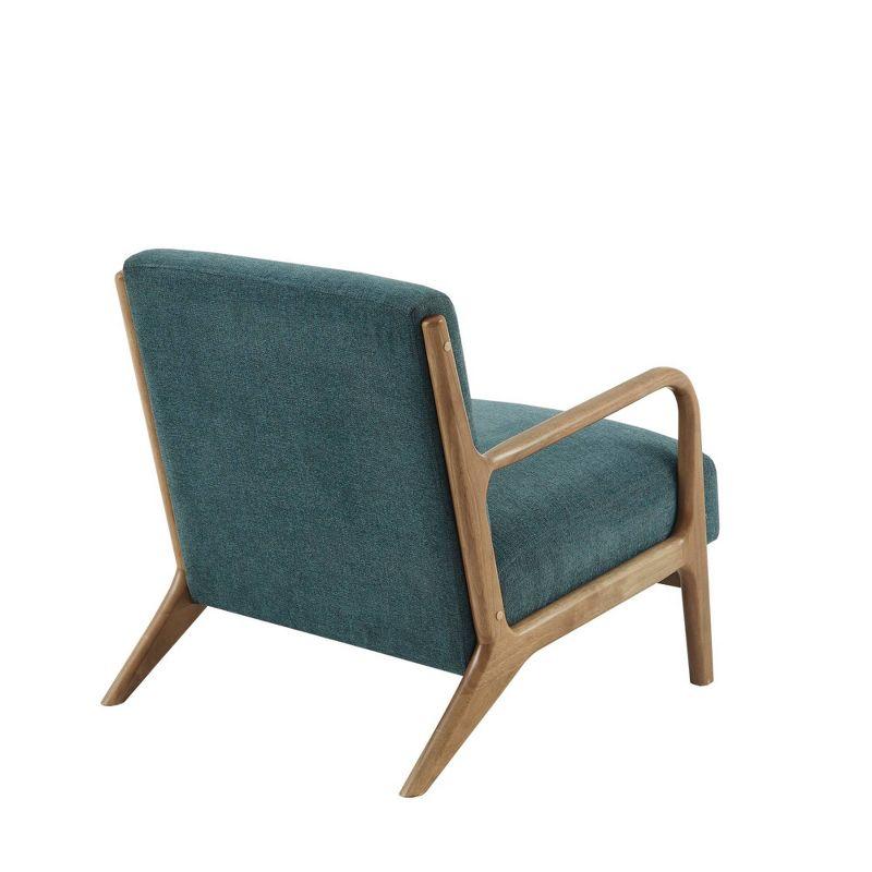 Mid-Century Teal Lounge Chair with Elm Wood Frame