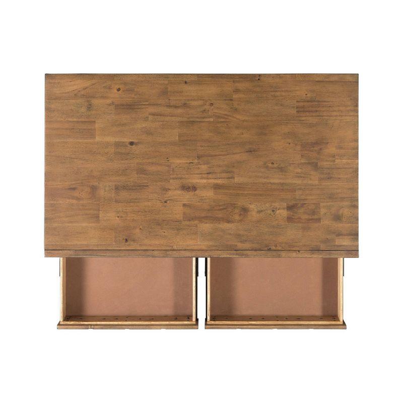 Picket House Furnishings Tanner Coffee Table Light Walnut: Traditional Style, Bronze Hardware, Acacia Frame with Drawer Storage