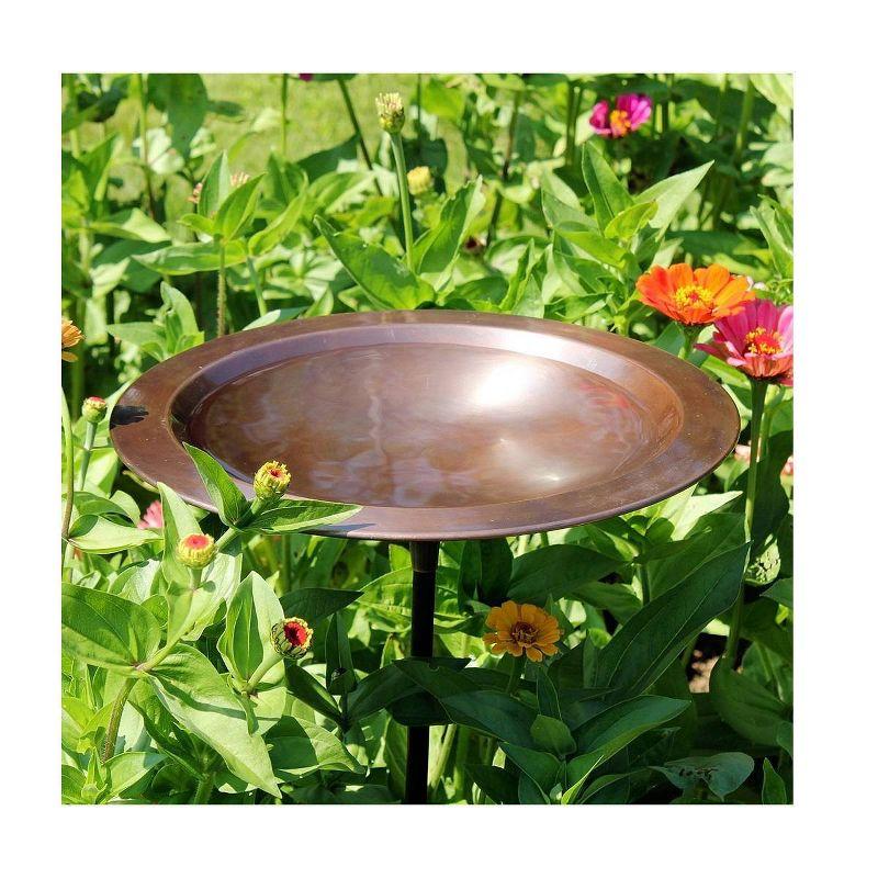 Antique Copper Birdbath with Metal Stake, 16-inch