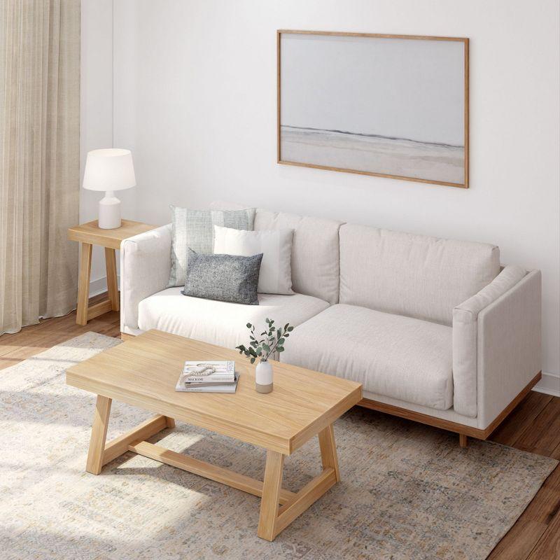 Plank+Beam Farmhouse Coffee Table, 48" Solid Wood Tables for Living Room, Rectangular Center Table