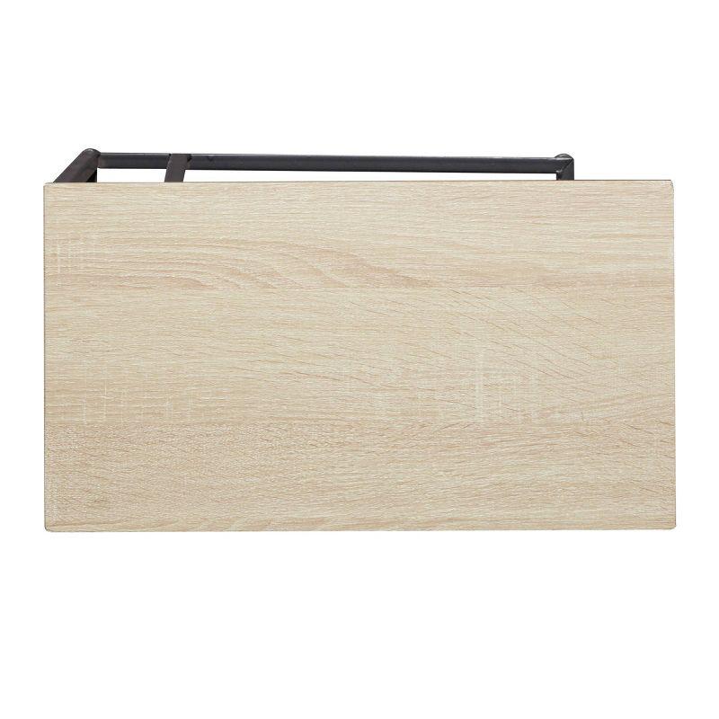 Olivia & May Contemporary Iron and Wood Accent Table Black: Sofa Side C-Table, Narrow Tray End Table