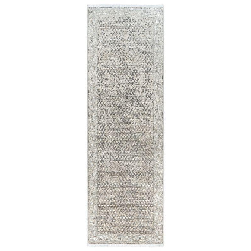 Gertmenian Florance Modica Transitional Oriental Border Floral Dark Gray High-Low Viscose/Acrylic Area Rug