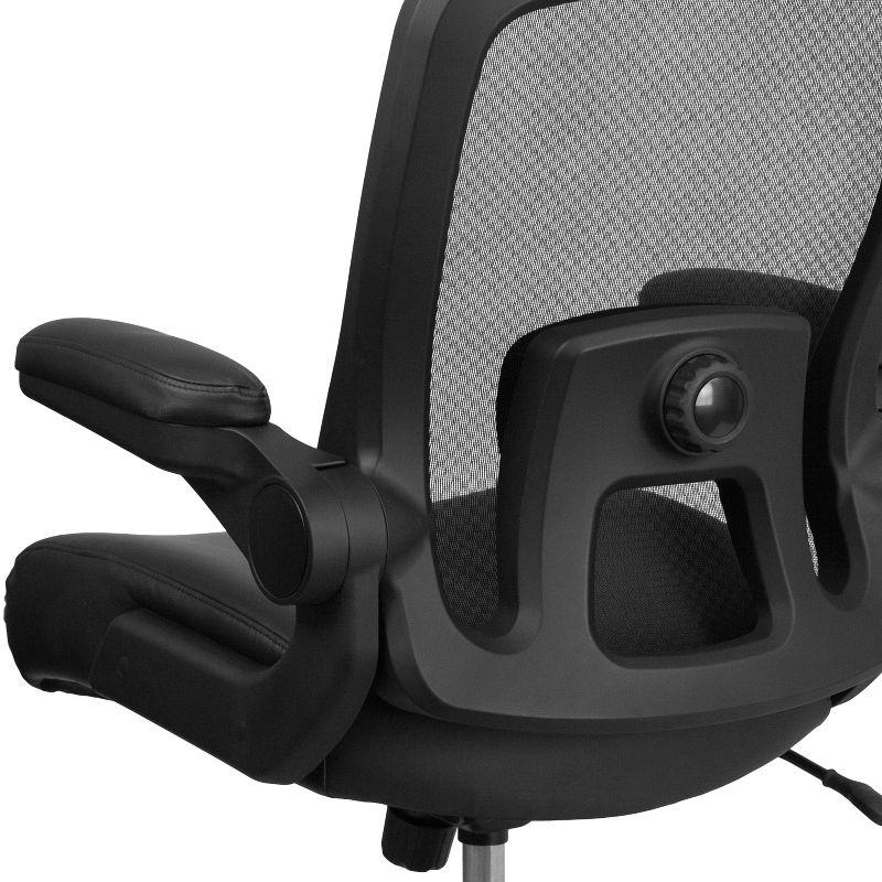 Hercules High-Back Executive Swivel Chair with Adjustable Arms in Black Leather/Mesh