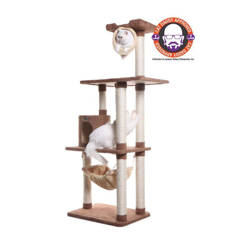 Tan Freestanding Cat Tree with Sisal Scratch Posts and Hammock