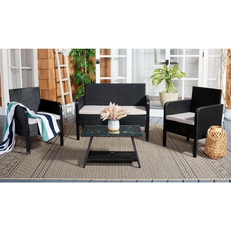 Aboka Black and Light Grey 4-Piece Outdoor Conversation Set