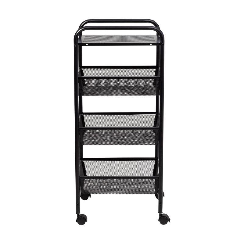 Honey-Can-Do 3 Drawer Rolling Cart Black: Utility Storage Cart with Fade-Resistant Steel, Universal Placement, 35.6" Height