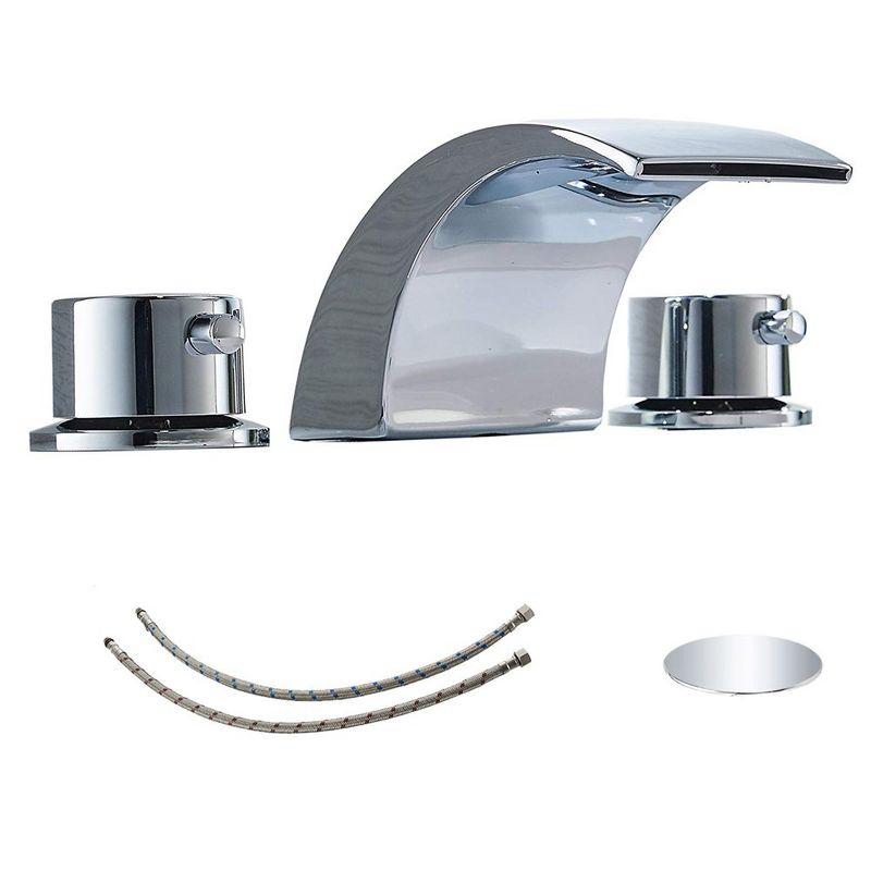 Polished Chrome 8-inch Widespread LED Bathroom Faucet with Pop-Up Drain