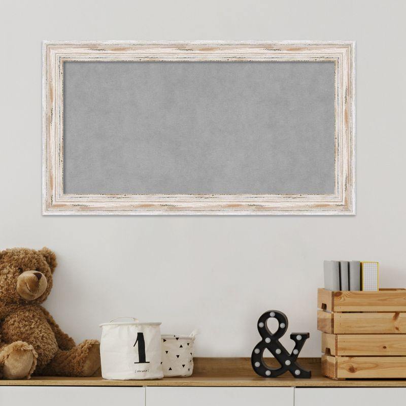 Amanti Art Alexandria White Wash Narrow Framed Magnetic Board 27 x 15 in.