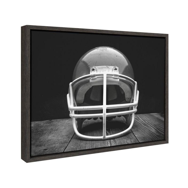 18" x 24" Sylvie Vintage Football Helmet Framed Canvas By Shawn St. Peter Gray - DesignOvation