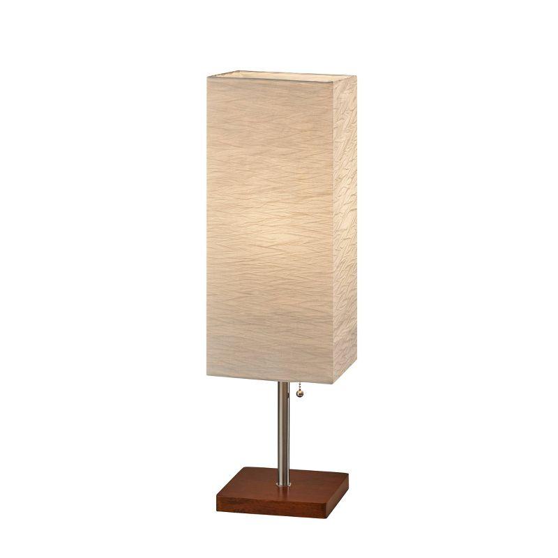 Dune Table Lamp Walnut/Brushed Steel - Adesso: Modern Bedside Lighting, ETL Listed, Pull Chain