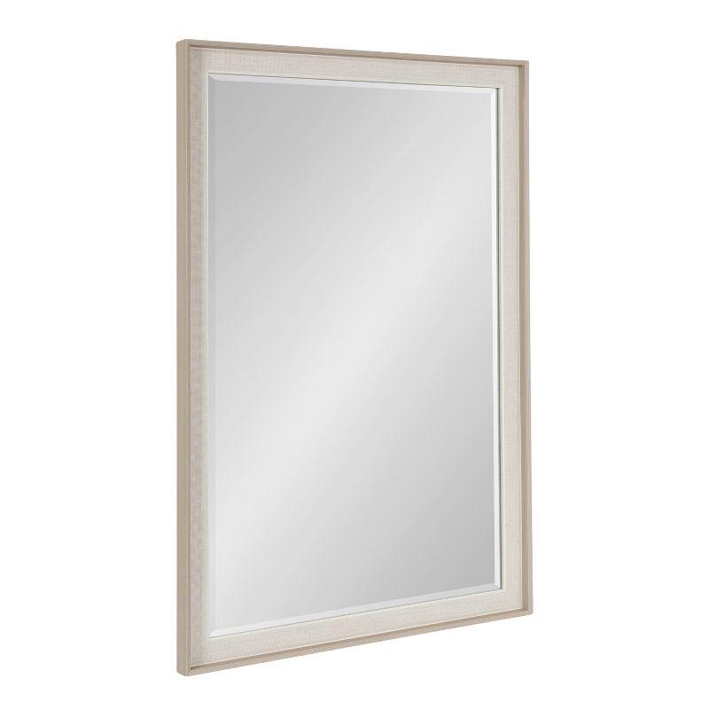 Natural Linen Texture Rectangular Wall Mirror with Beveled Edge