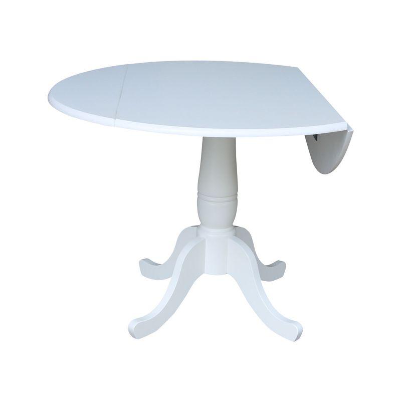 42" Patsy Round Top Dual Dining Table White - International Concepts: Drop Leaf, Seats 4