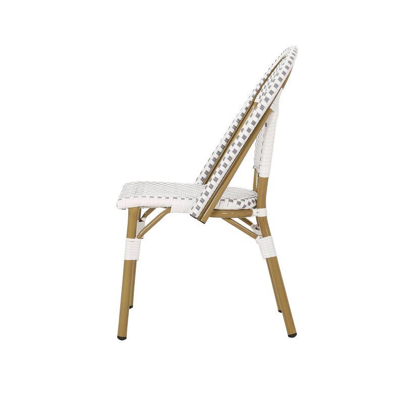 Christopher Knight Home Elize 4pk Outdoor French Cafe Chairs - Gray/White/Bamboo