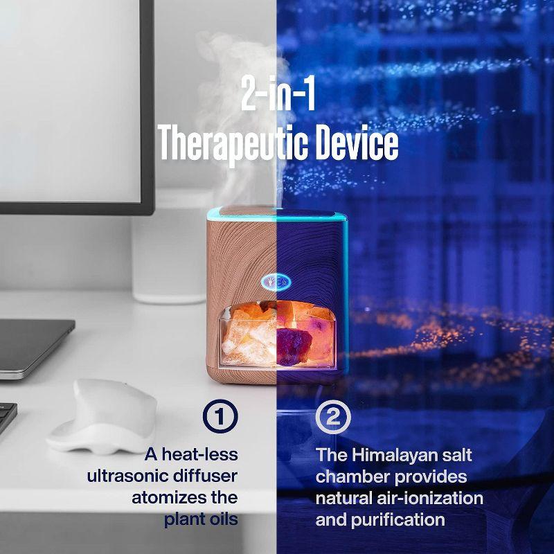 Pure Daily Care Himalayan Aromatherapy Pink Salt Diffuser & 10 Essential Oils (Light Wood)