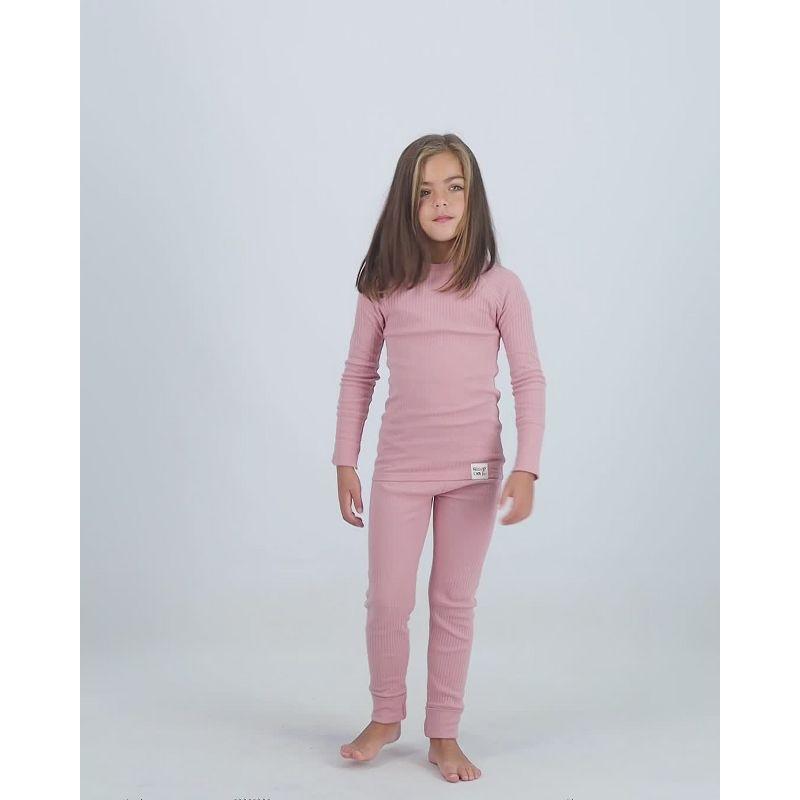 Sleep On It 100% Organic Cotton Rib Knit Snug-Fit 6-Piece Pajama Sets for Boys & Girls, Green & Light Blue Size 5