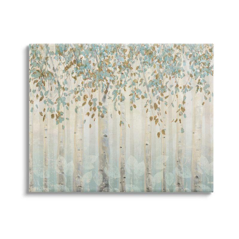 Stupell Industries Abstract Forest Leaves Trees Blue Tan Soft Painting Gallery Wrapped Canvas Wall Art, 30 x 40